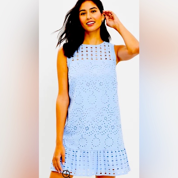 LOFT Dresses & Skirts - LOFT Light Blue Eyelet Shift Dress